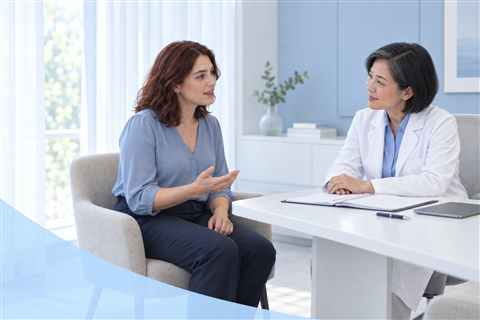 O pacientă discută cu medicul ei în timpul unei consultații de chirurgie de afirmare a genului.